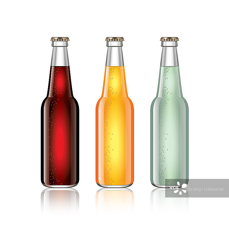 白色背景下的玻璃苏打水瓶图片素材