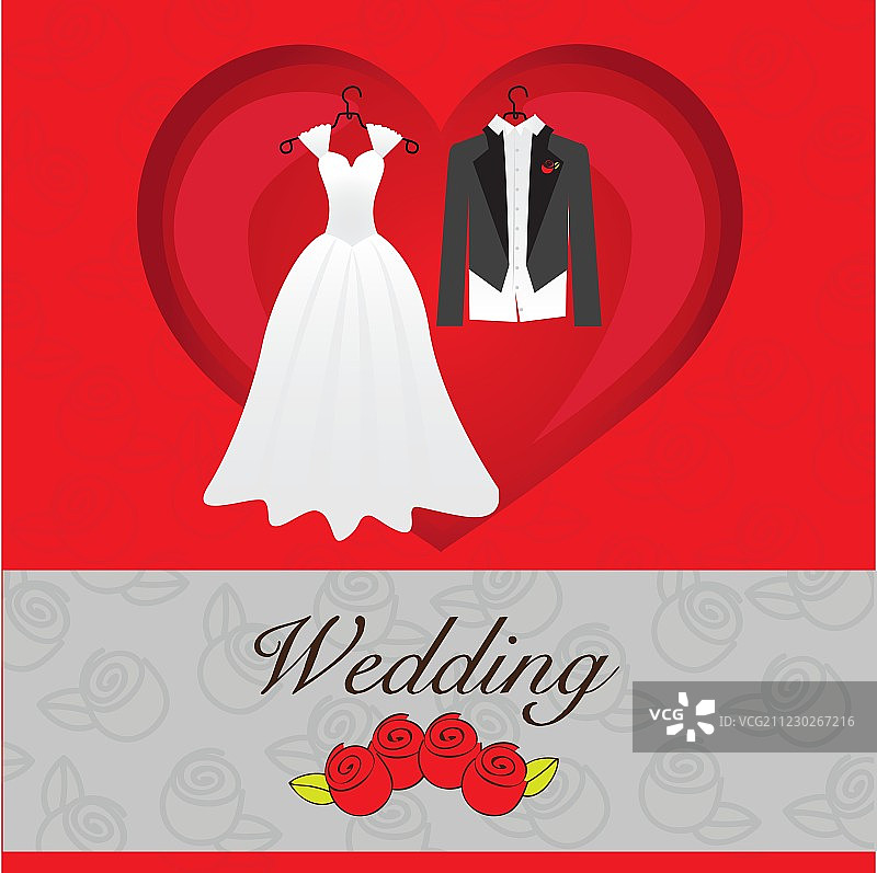 心形婚纱婚礼卡片图片素材