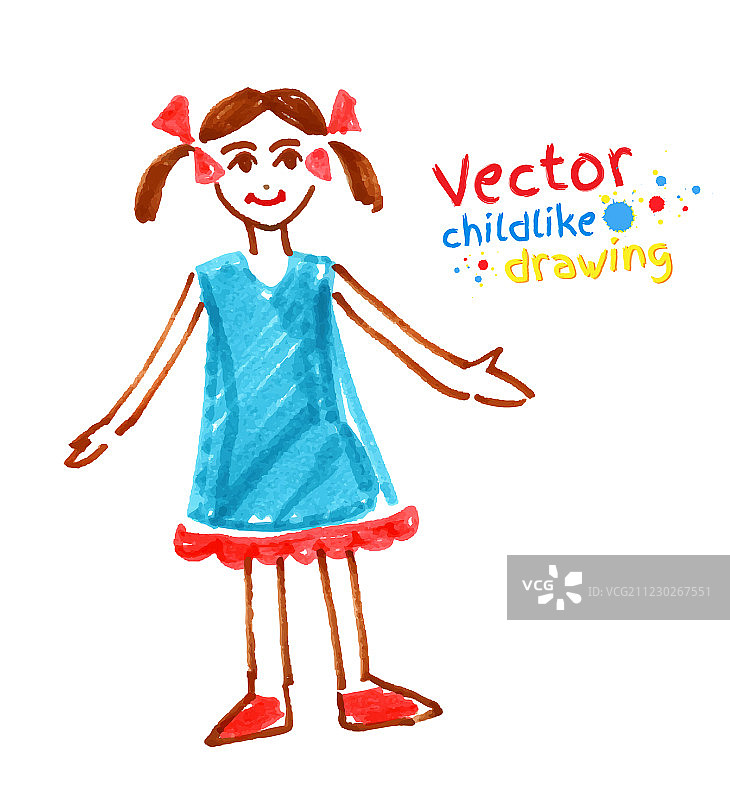 儿童简笔画女孩图片素材