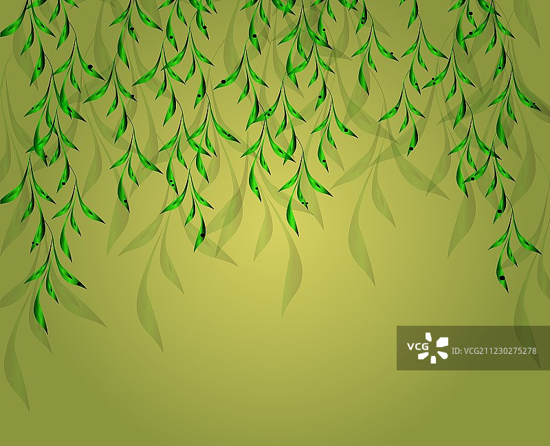 带绿叶的黄绿色背景EPS图片素材