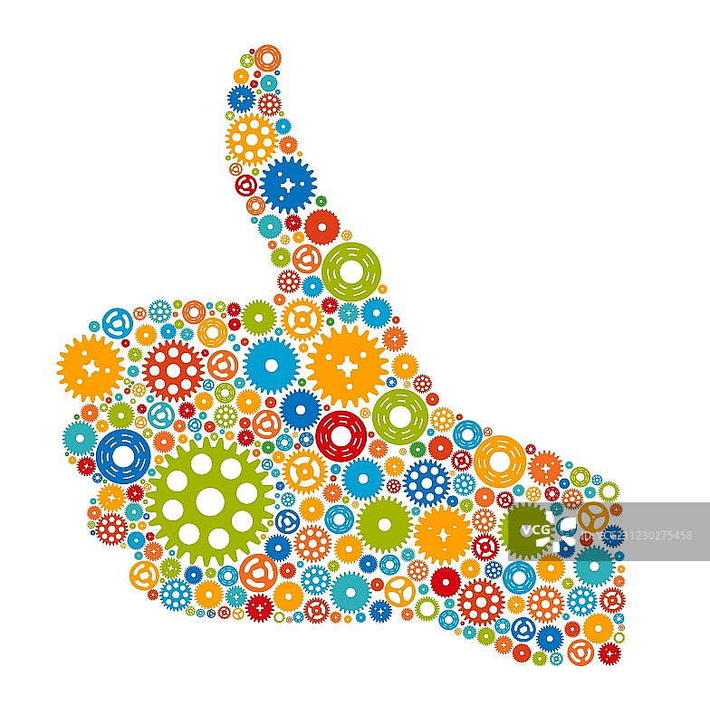 由彩色齿轮组成的点赞符号图片素材
