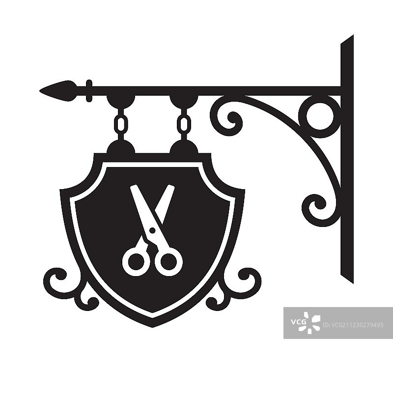 古老的理发店街头招牌图片素材