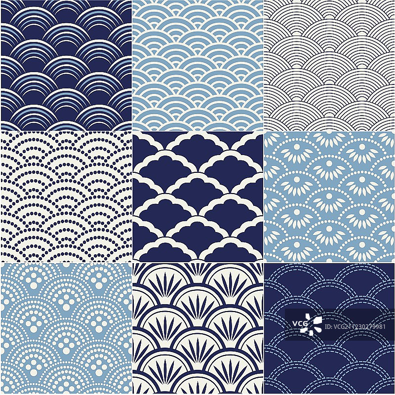 海洋波浪无缝图案图片素材