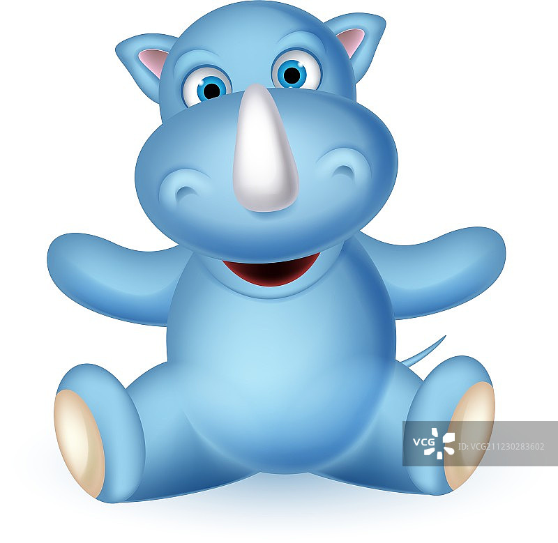卡通坐姿小犀牛图片素材