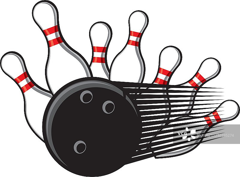 保龄球撞击球瓶图片素材