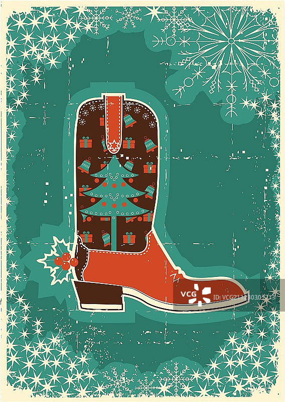 牛仔圣诞卡片图片素材