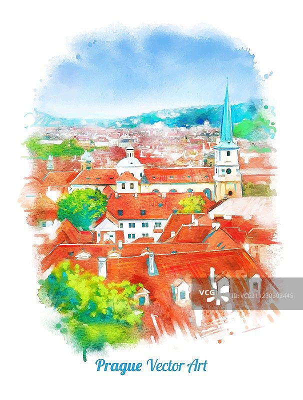 布拉格老城区天际线景观图片素材