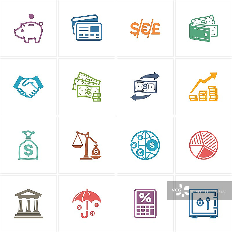 金融彩色图标系列图片素材