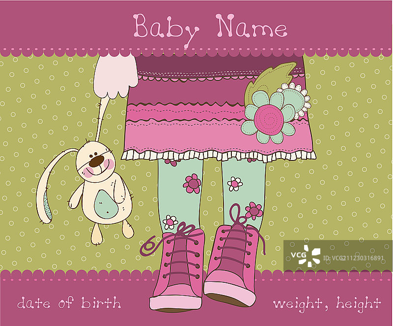 女婴出生公告卡片图片素材