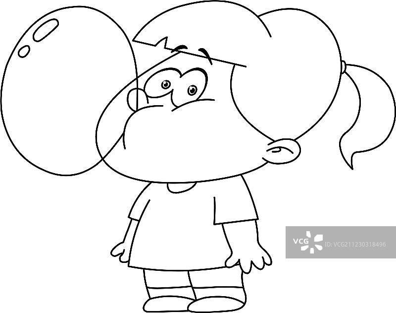 吹泡泡糖的女孩轮廓图片素材