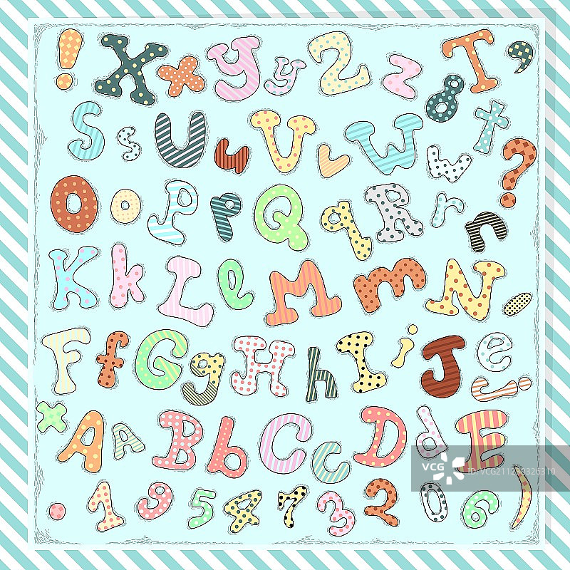 手绘可爱字母数字和符号图片素材
