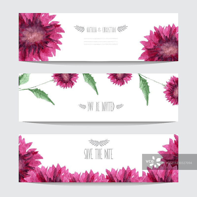 水彩花卉卡片套装图片素材