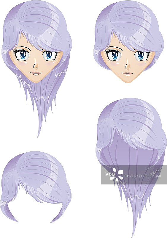 紫色头发的女孩图片素材