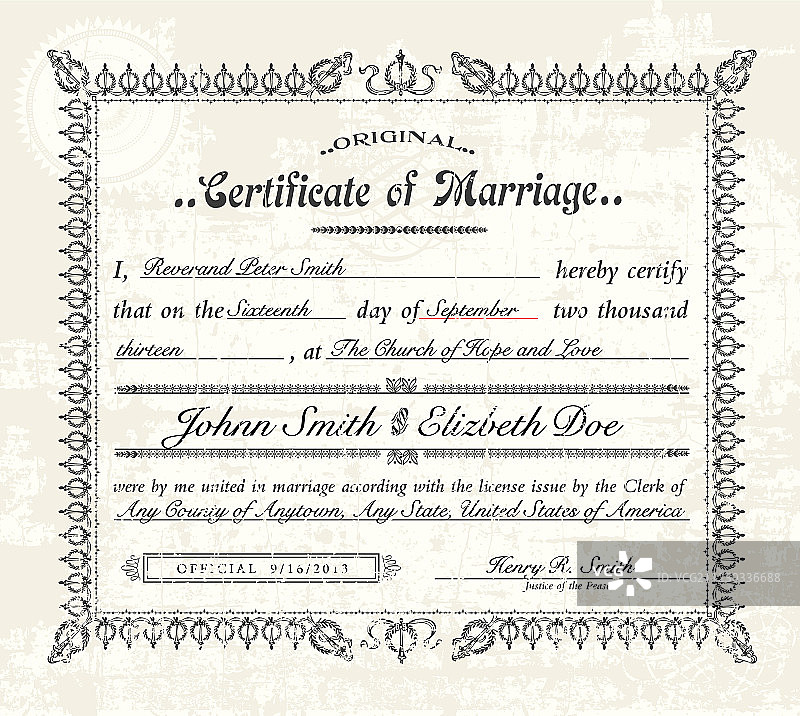 老式结婚证书图片素材
