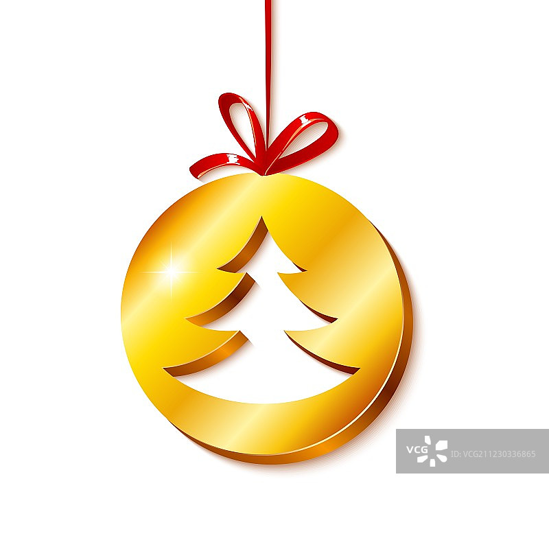 金色圆环中的圣诞树图片素材