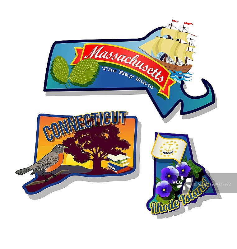 马萨诸塞州、康涅狄格州和罗德岛州图片素材