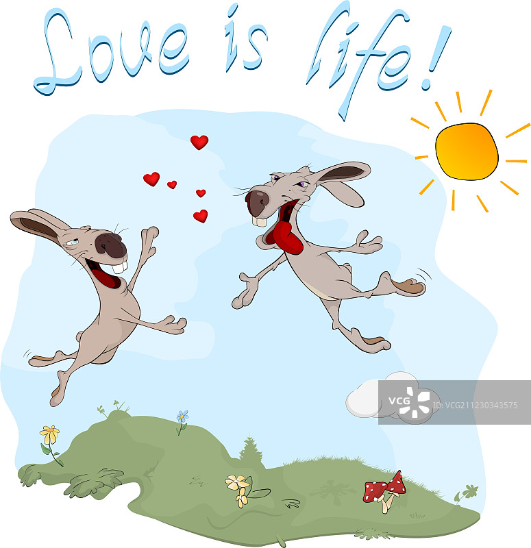 兔子与爱明信片图片素材