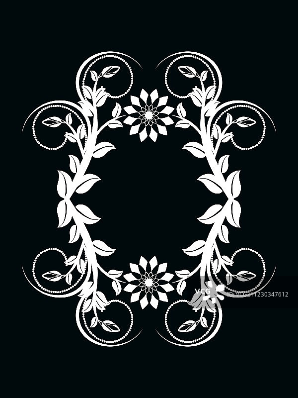 数字0，黑色背景上的花卉装饰图片素材