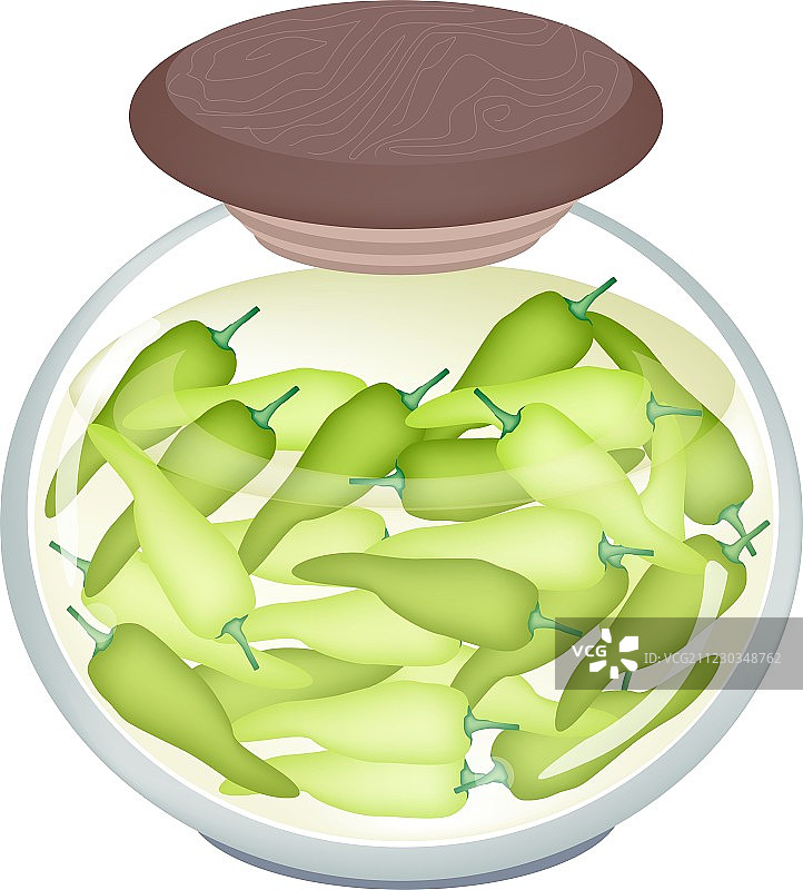 一罐用麦芽醋腌制的甜椒图片素材