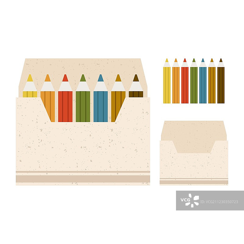 盒子里的彩色铅笔图片素材