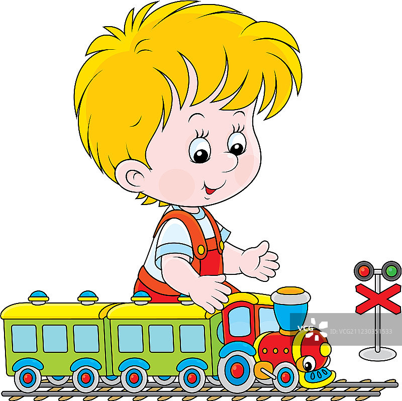 孩子玩火车图片素材