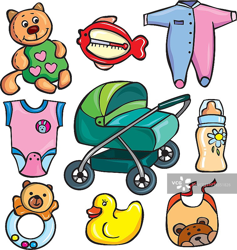 新生儿用品图标集图片素材