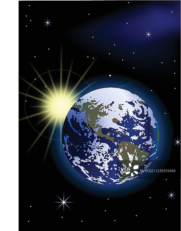 太空中日出的地球图片素材
