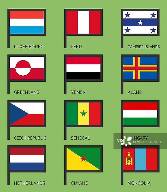 旗帜扁平化合集-04图片素材