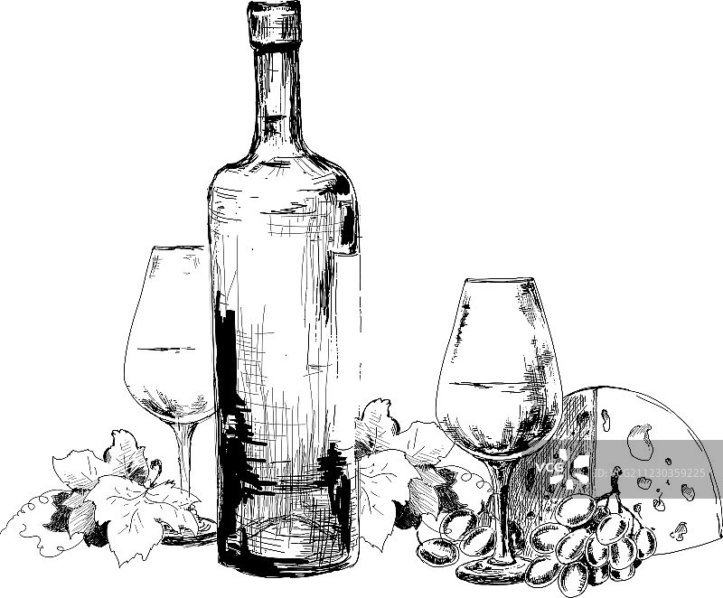 葡萄酒、奶酪和葡萄图片素材