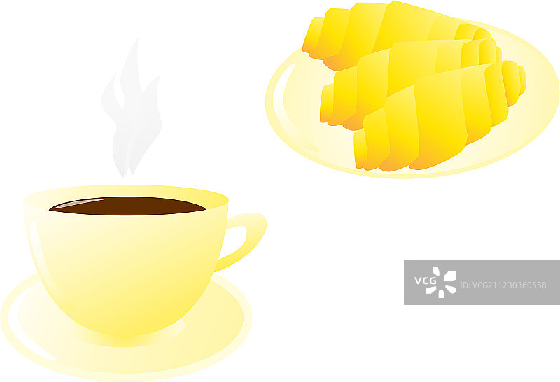 咖啡和羊角面包图片素材