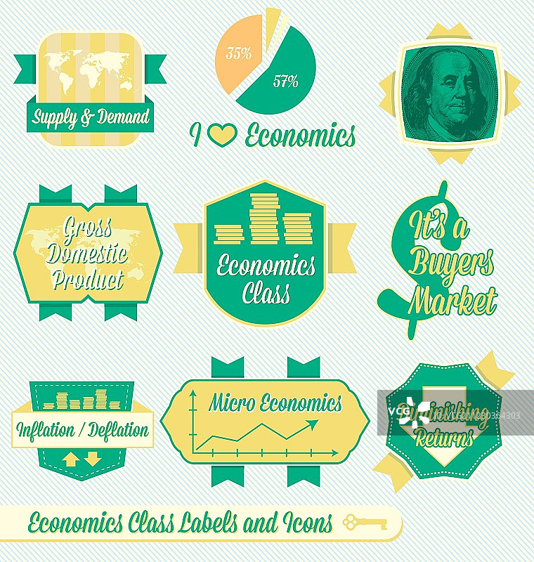 复古经济学课程标签和图标图片素材