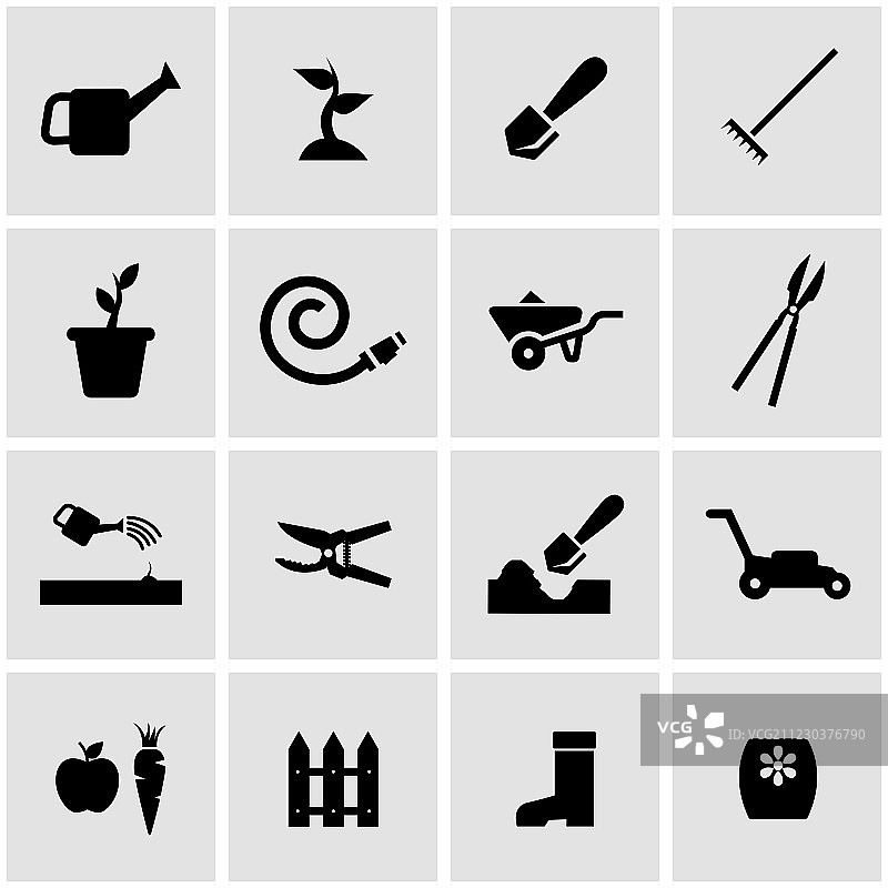 黑色园艺图标集图片素材