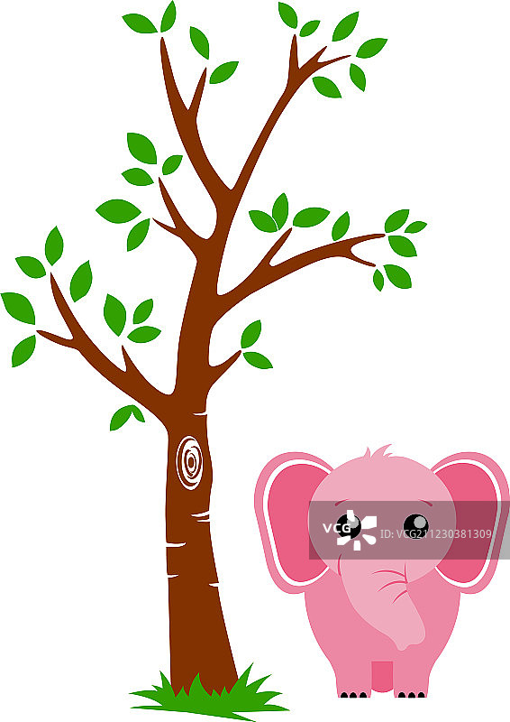 树和大象图片素材