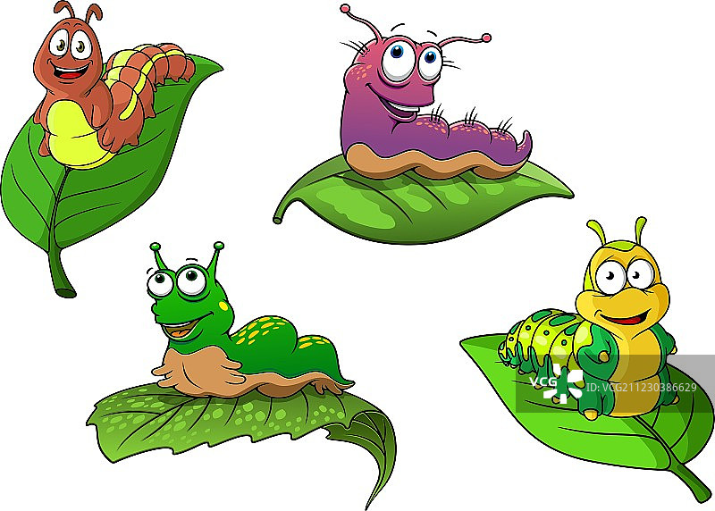 可爱的卡通毛毛虫角色图片素材
