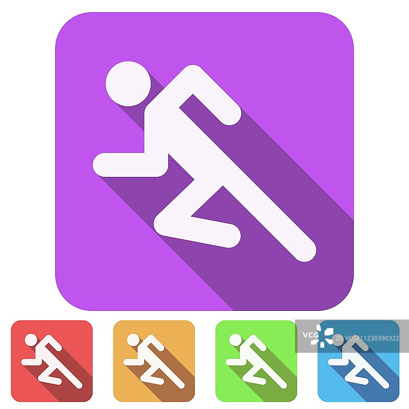 跑步人物扁平图标简约符号套装图片素材