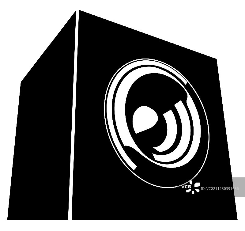 黑白音响系统扬声器图标图片素材