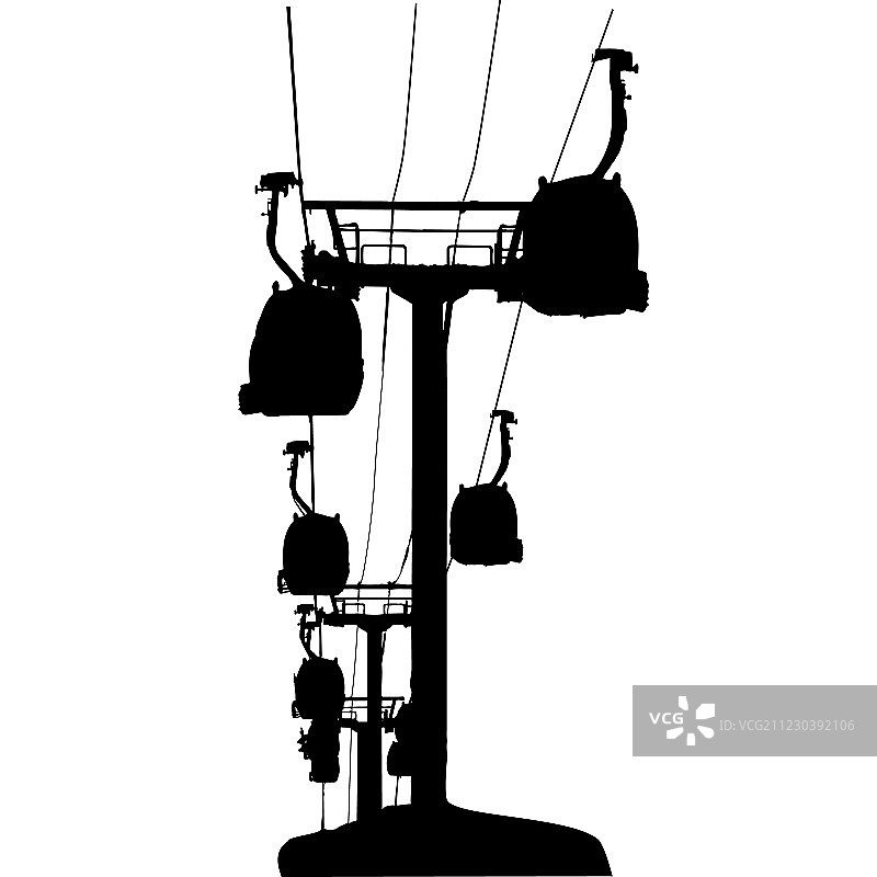 缆车剪影图片素材
