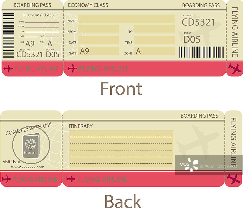 登机牌设计模板图片素材