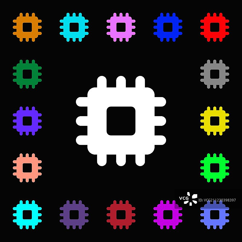 中央处理器图标标志，彩色图片素材