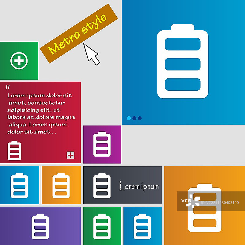 地铁风格电池已充满电图标符号图片素材