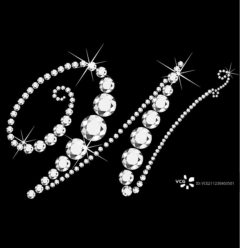 带有钻石的W斜体图片素材