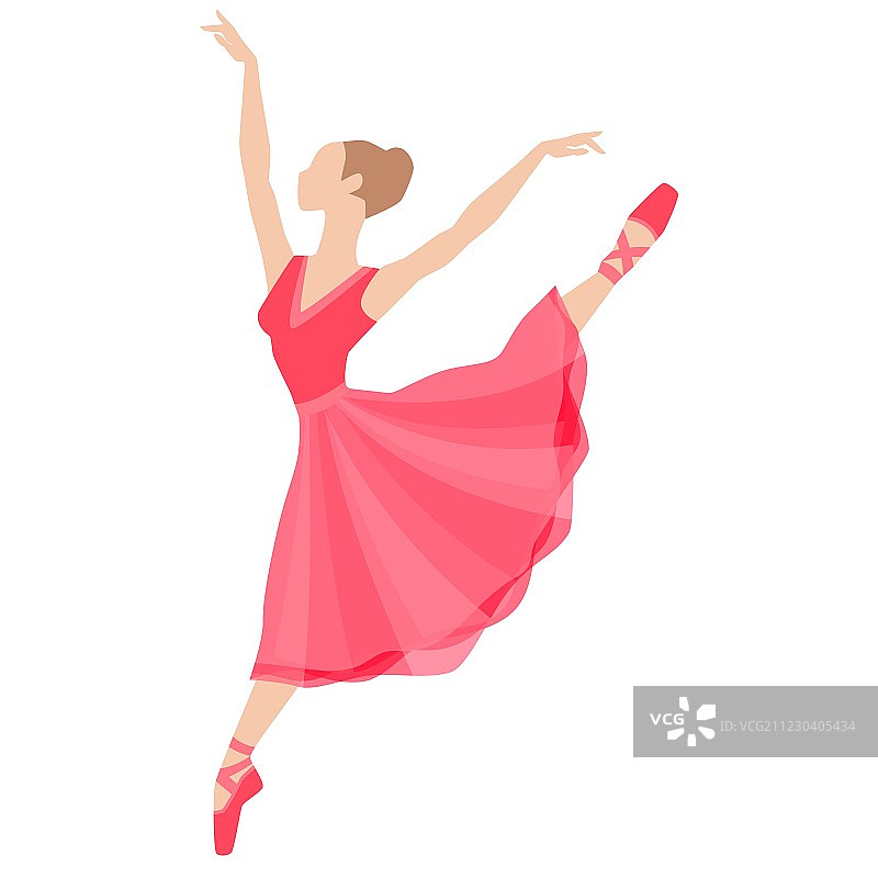 白色背景上的风格化芭蕾舞裙女演员剪影图片素材