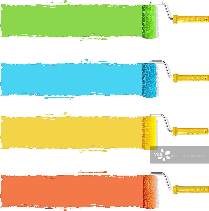 带彩色油漆的滚筒刷 可用于文字图片素材
