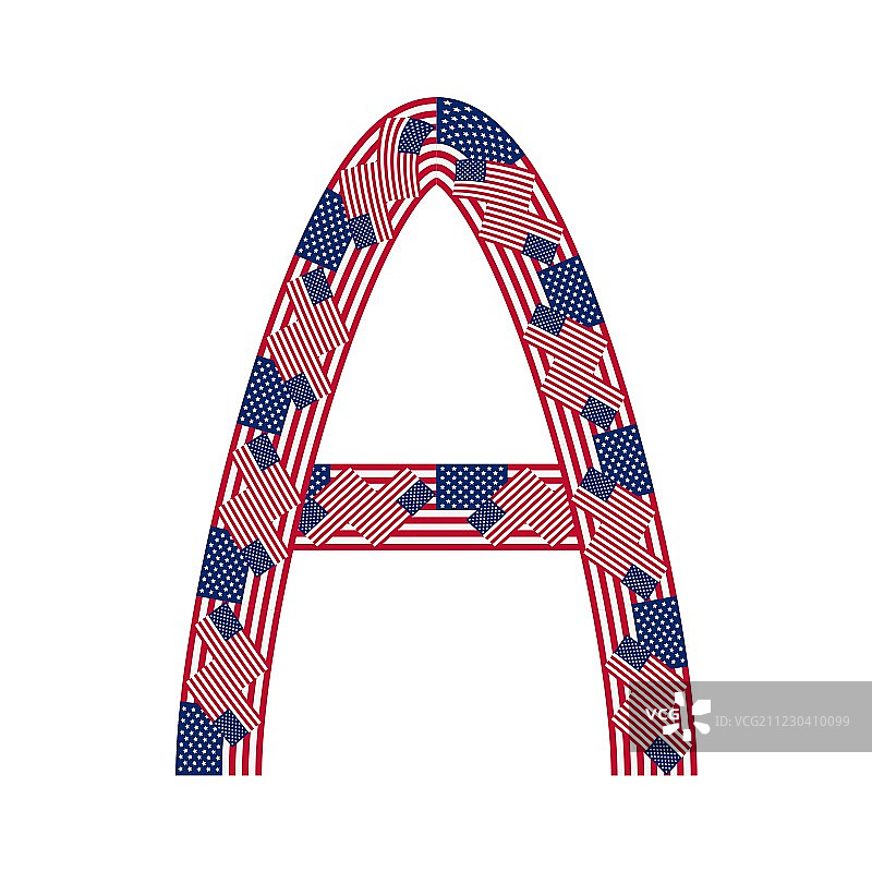 美国国旗组成的字母A图片素材