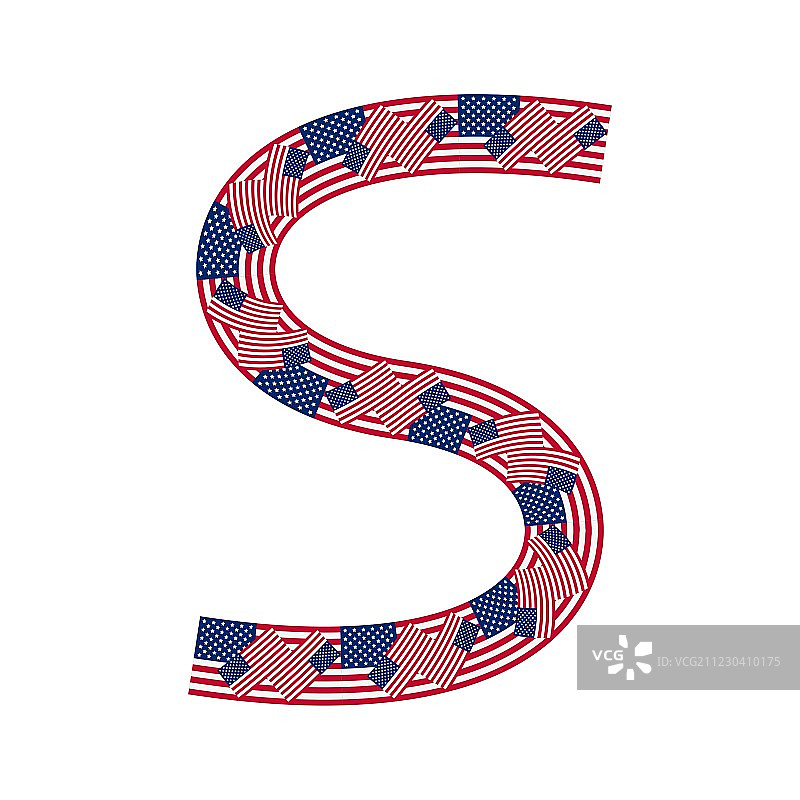 美国国旗组成的字母S图片素材