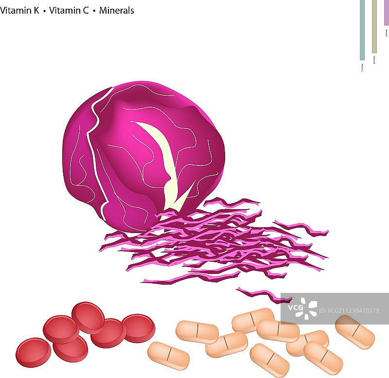 富含维生素K和维生素C的红卷心菜图片素材
