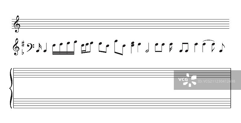 一套音符和五线谱图片素材
