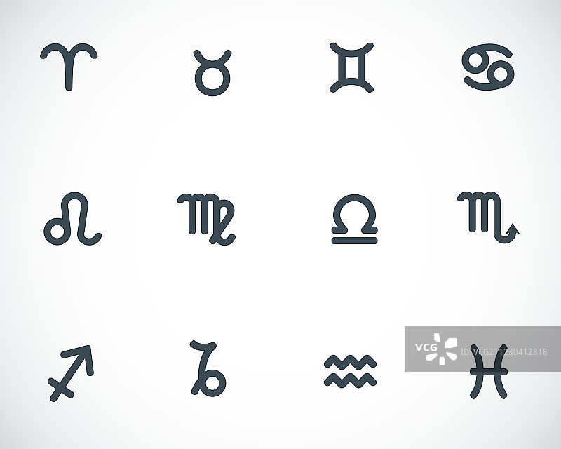黑色十二星座图标合集图片素材