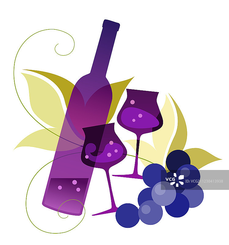 葡萄酒杯和葡萄图片素材