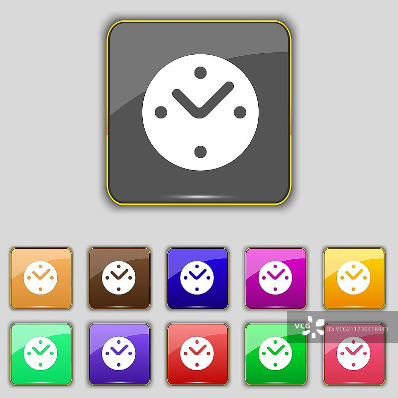 带11种颜色的机械时钟图标标志图片素材